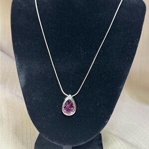 Elegant Silver Necklace with Purple Gemstone